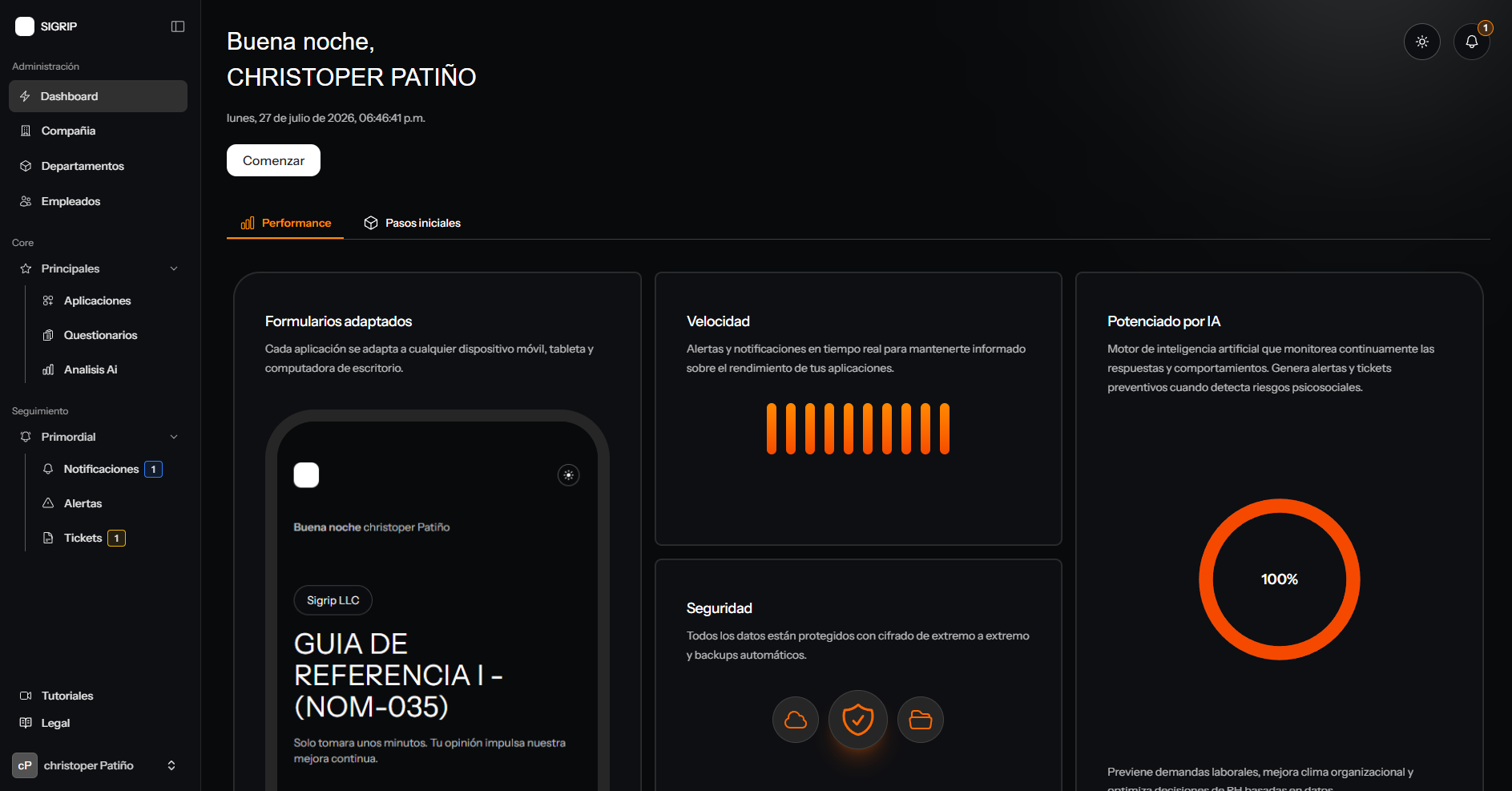 Panel de administración